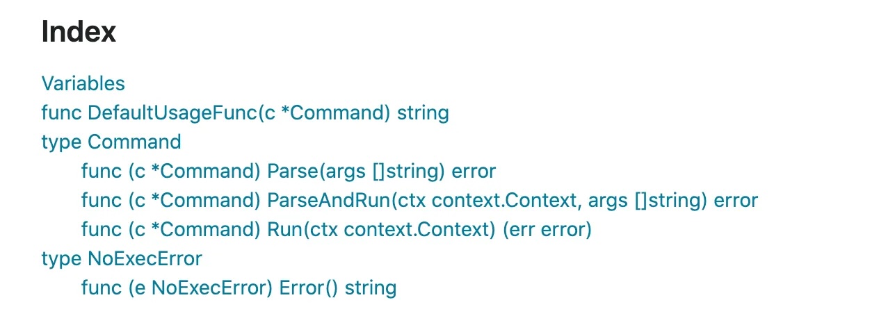 ffcli Index (from pkg.go.dev)